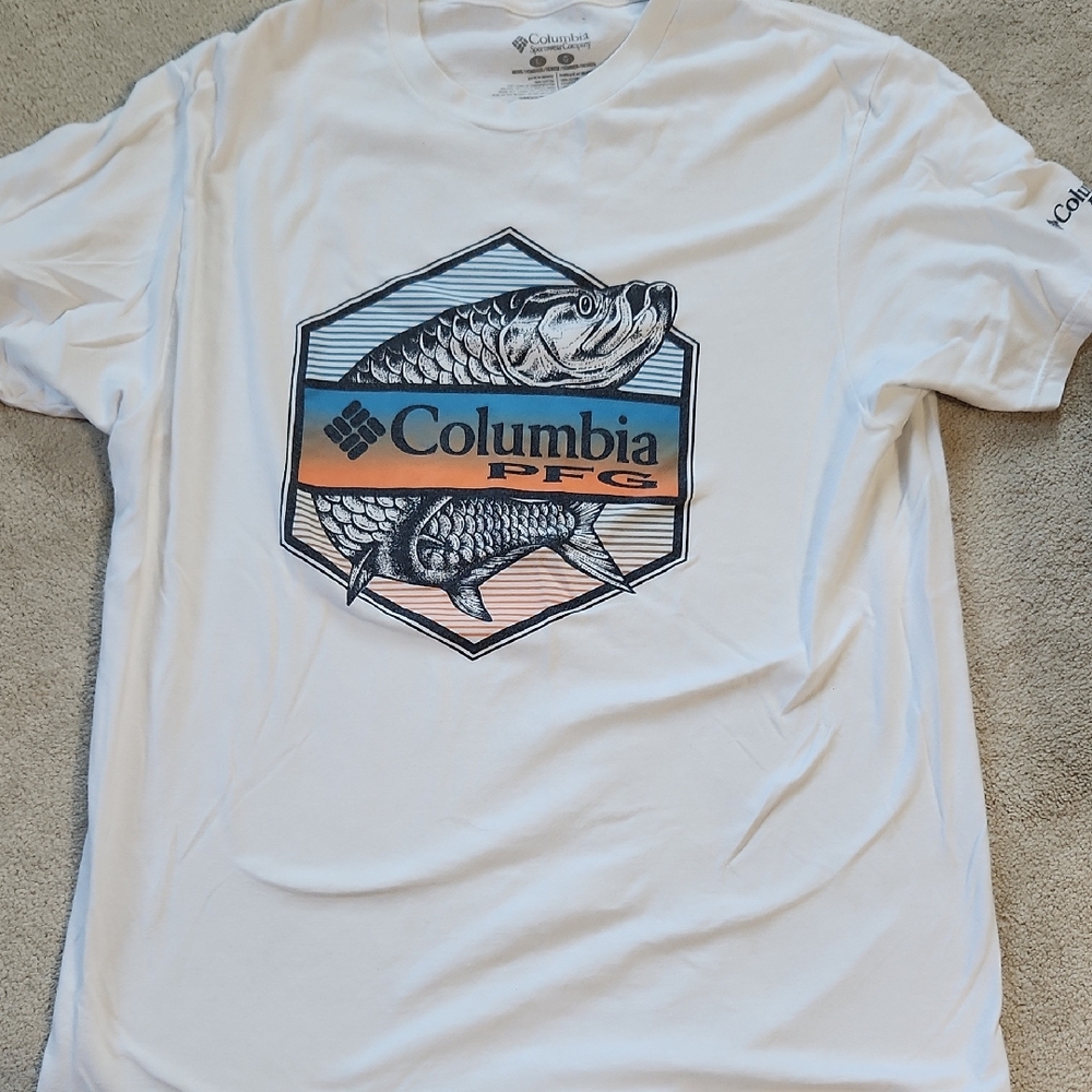 Columbia PFG Short Sleeve White T-Shirt - large